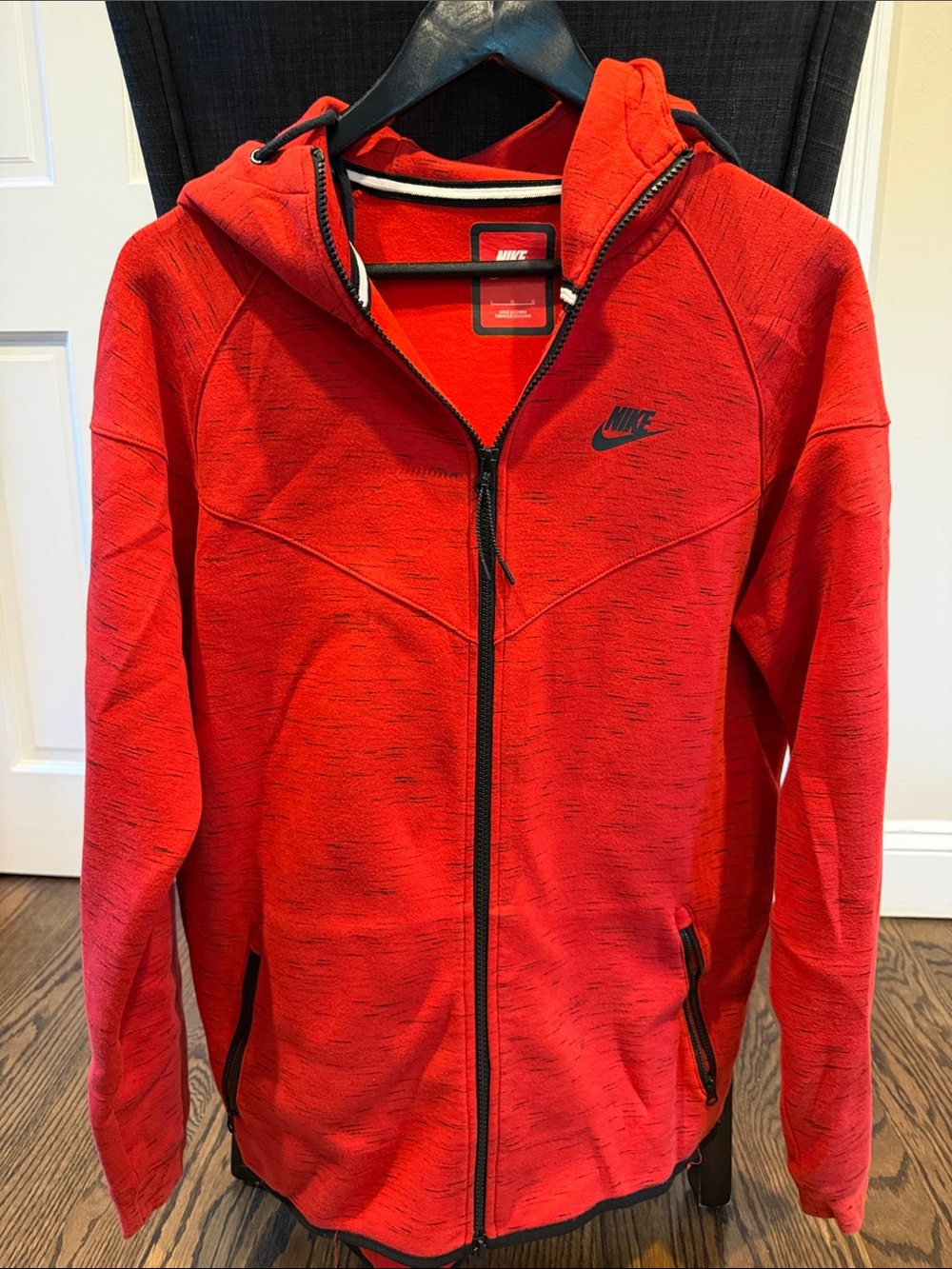 Nike Men's Bright Red Full-Zip Hooded Performance Jacket